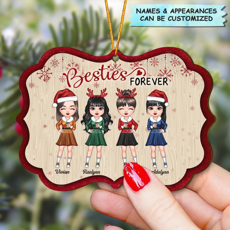Personalized Wood Ornament - Gift For Friend - Besties Forever