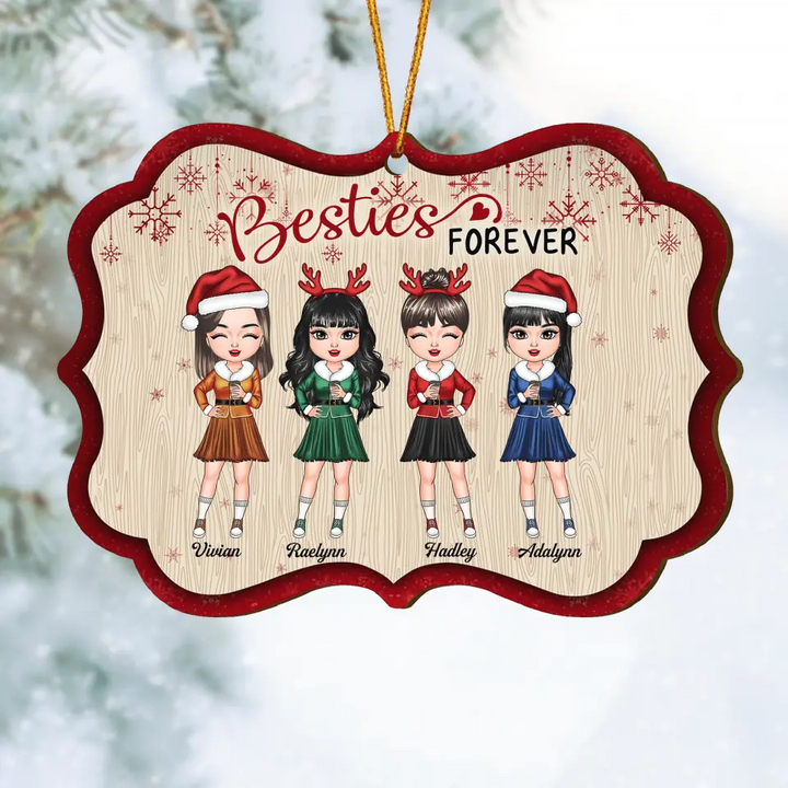 Personalized Wood Ornament - Gift For Friend - Besties Forever