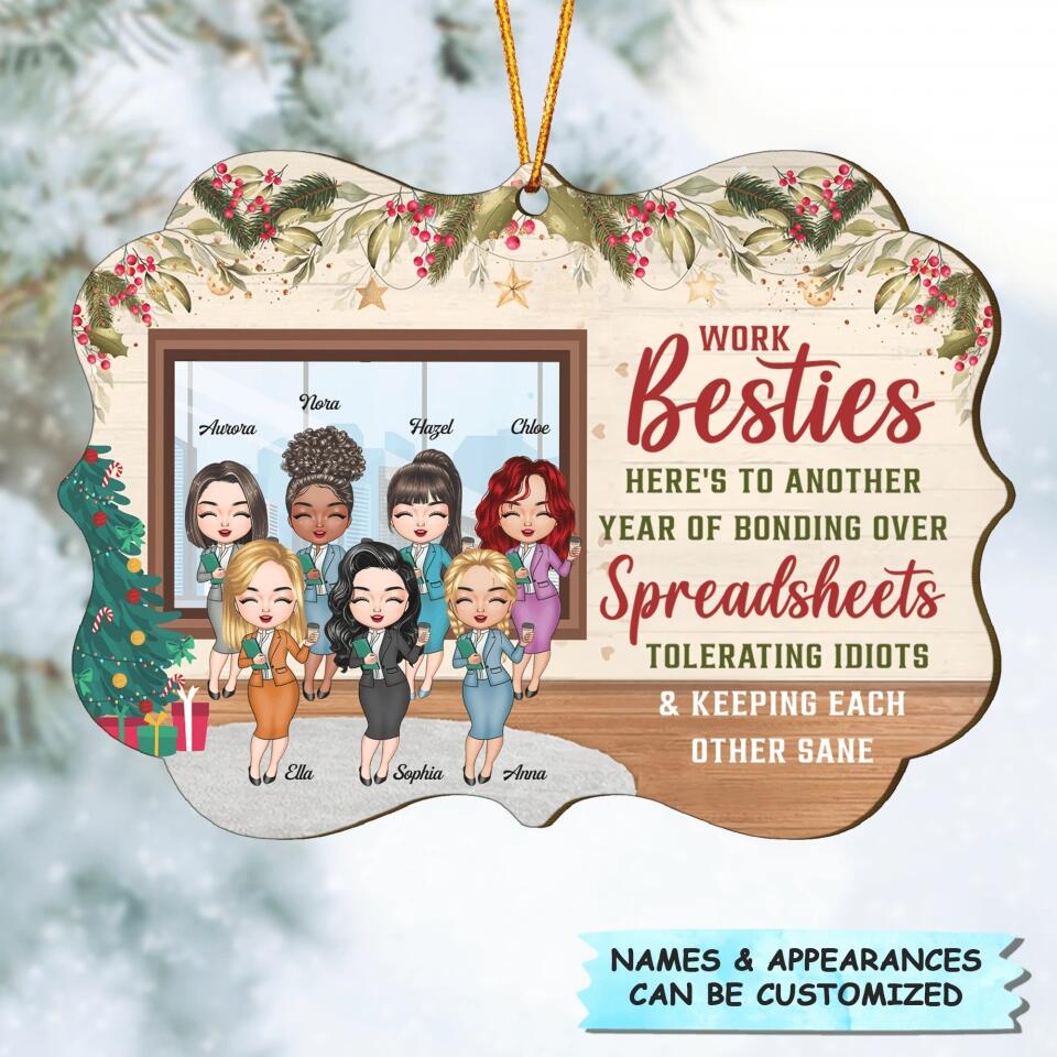 Personalized Wood Ornament - Gift For Colleague - Work Besties