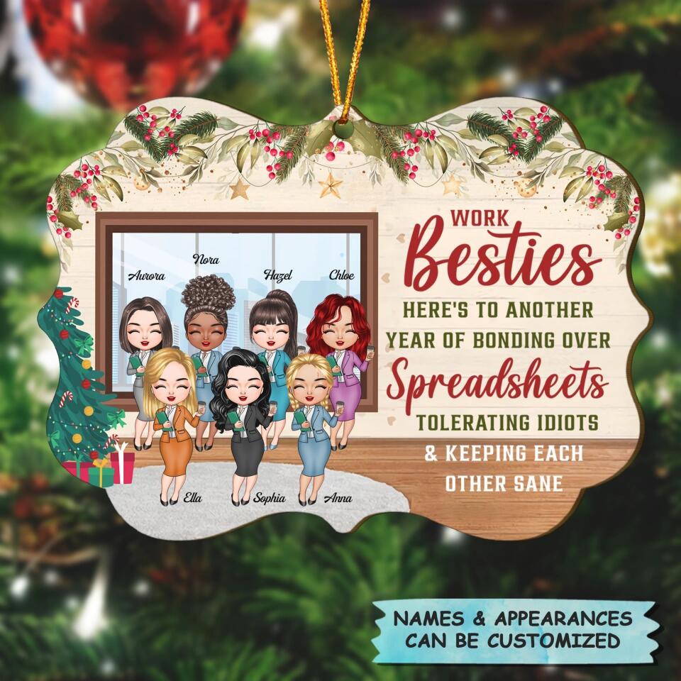 Personalized Wood Ornament - Gift For Colleague - Work Besties