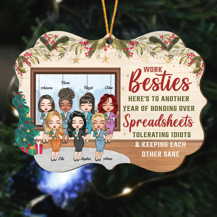 Personalized Wood Ornament - Gift For Colleague - Work Besties