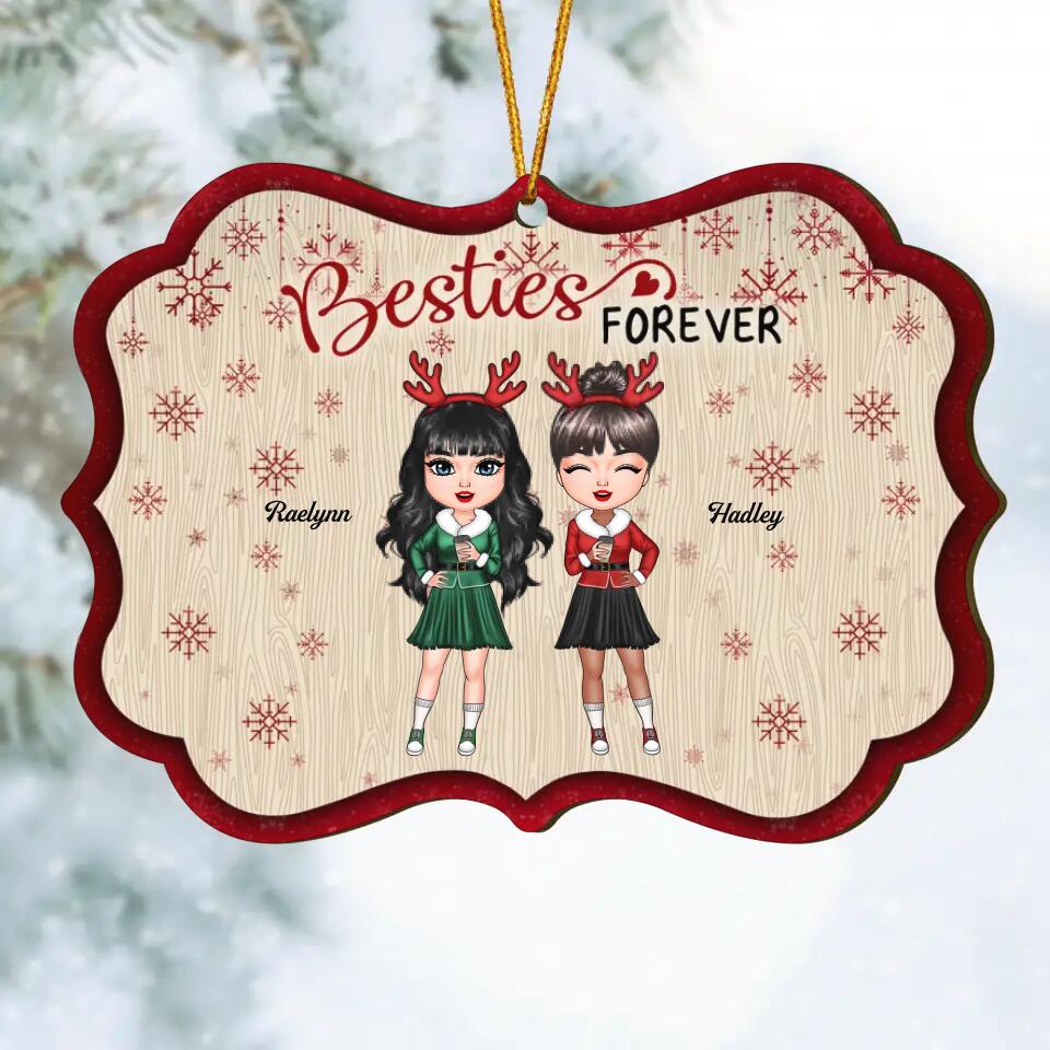 Personalized Wood Ornament - Gift For Friend - Besties Forever