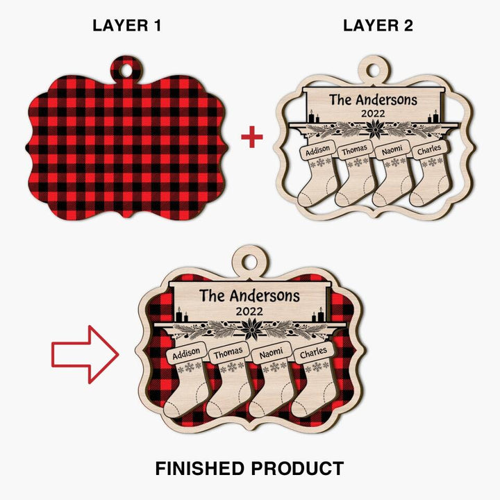 Personalized Layer Wood Ornament - Gift For Family Member - Our Family