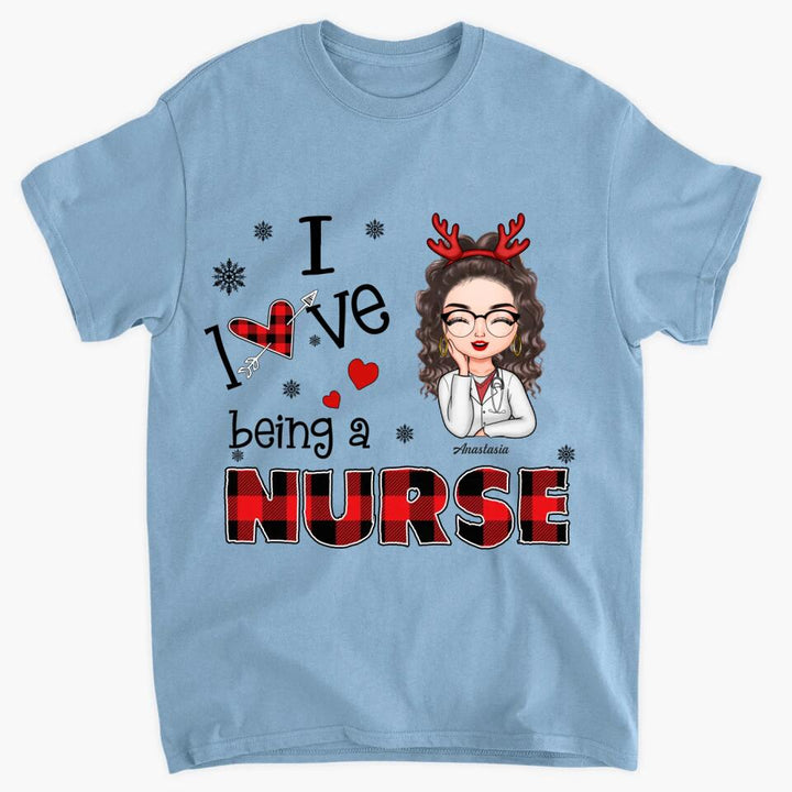 Personalized T-shirt - Gift For Nurse - I Love Being A Nurse Christmas