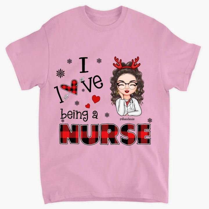 Personalized T-shirt - Gift For Nurse - I Love Being A Nurse Christmas