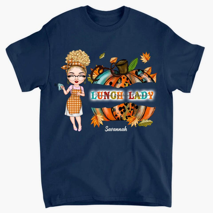 Personalized T-shirt - Gift For Lunch Lady - Thankful Grateful Blessed Thanksgiving