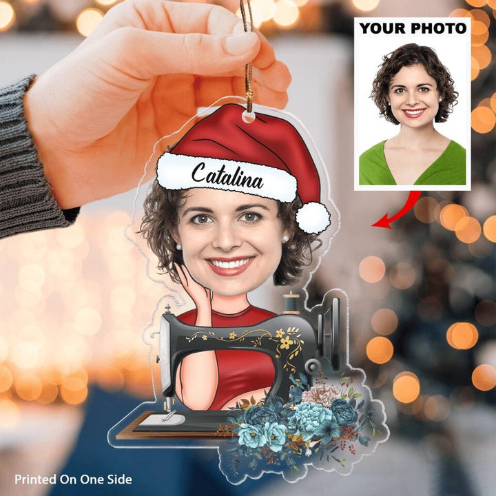 Personalized Photo Mica Ornament - Gift For Sewing Lover - Merry Christmas AGCHD060