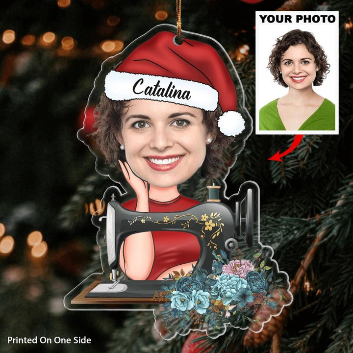 Personalized Photo Mica Ornament - Gift For Sewing Lover - Merry Christmas AGCHD060