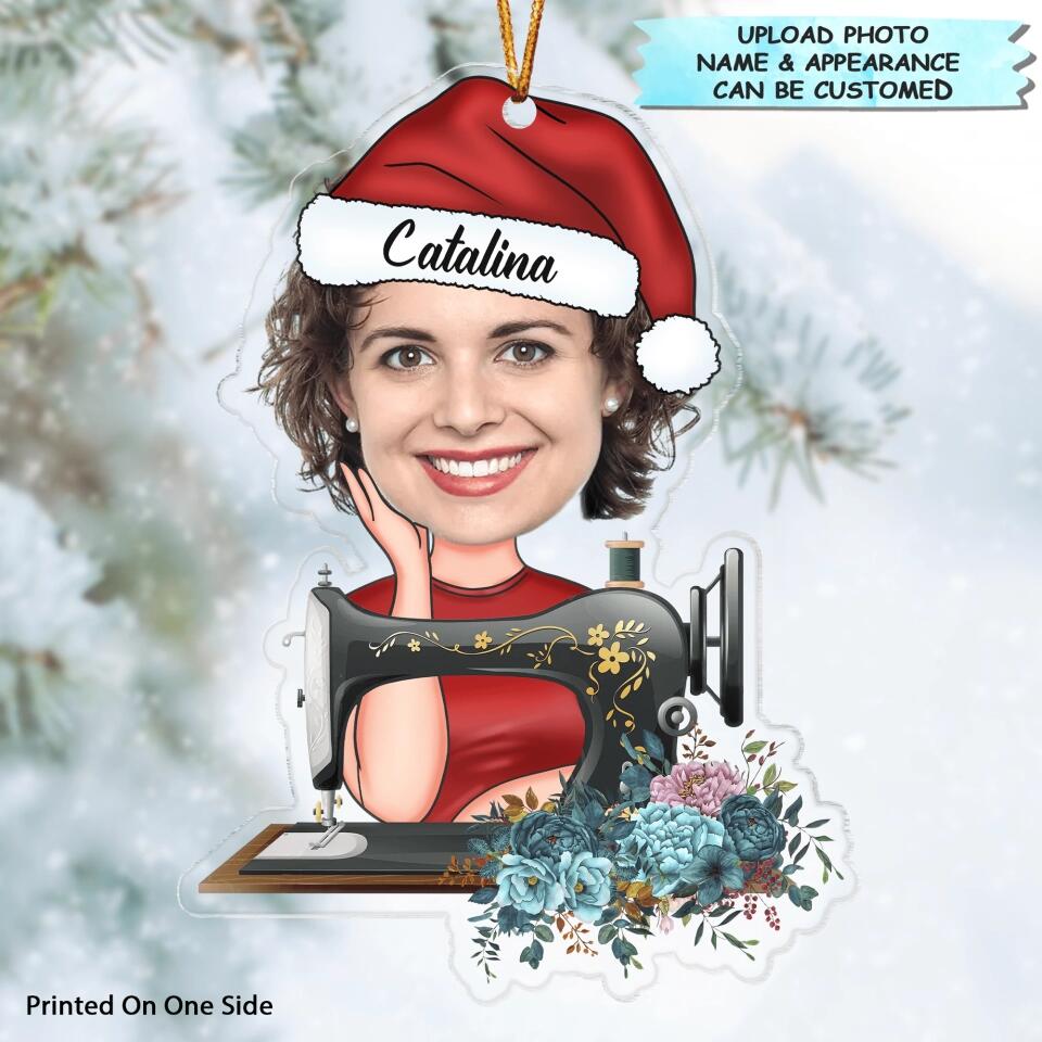Personalized Photo Mica Ornament - Gift For Sewing Lover - Merry Christmas AGCHD060