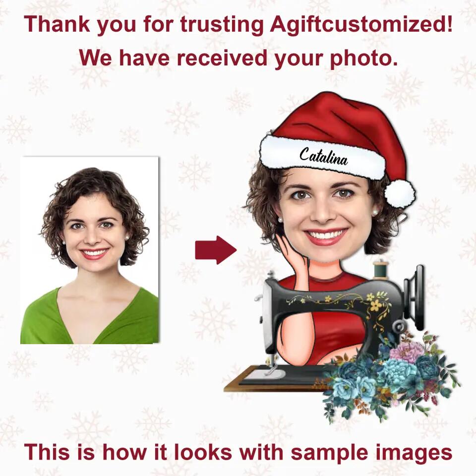 Personalized Photo Mica Ornament - Gift For Sewing Lover - Merry Christmas AGCHD060