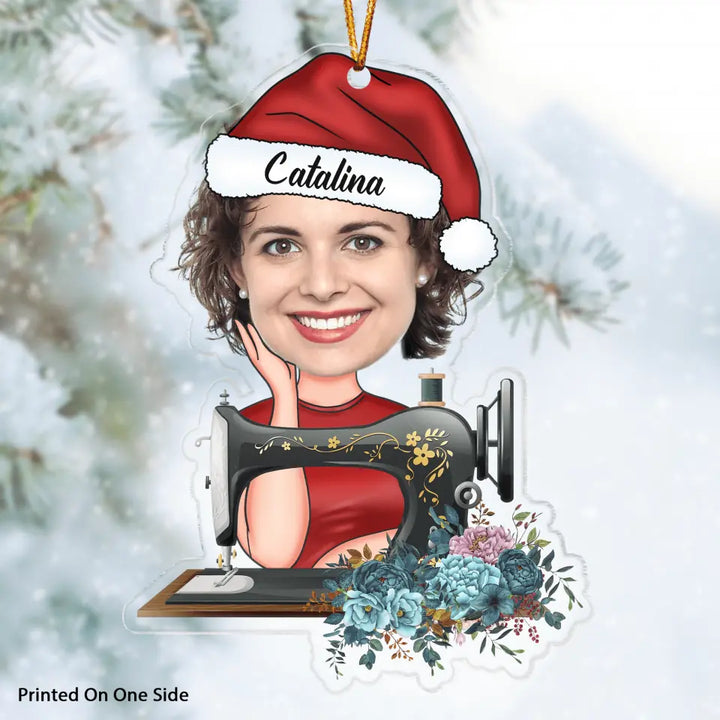 Personalized Photo Mica Ornament - Gift For Sewing Lover - Merry Christmas AGCHD060