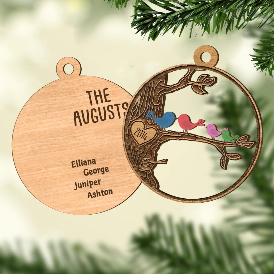 Personalized Layer Wood Ornament - Gift For Family - Family Bird