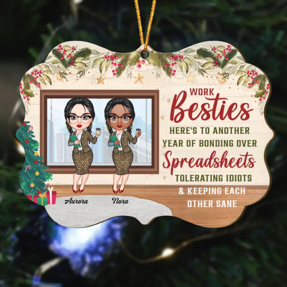 Personalized Wood Ornament - Gift For Colleague - Work Besties