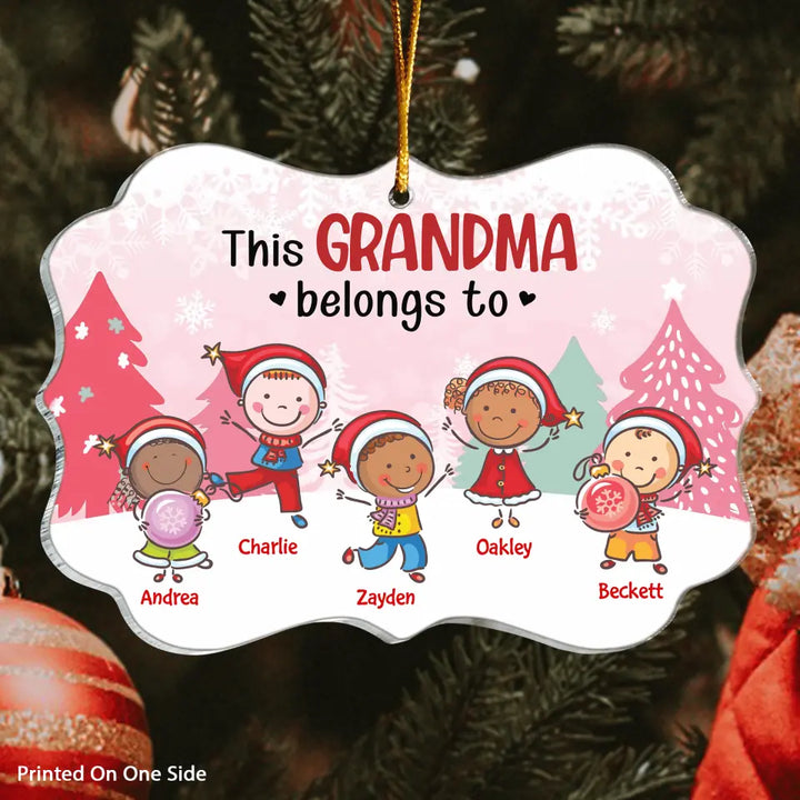 This Grandma Belongs To - Personalized Mica Ornament - Gift For Grandma