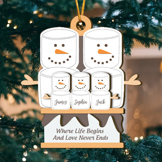 Personalized Layer Wood Ornament - Gift For Family Member - Where Life Begins