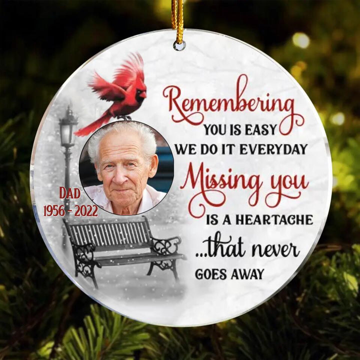 Personalized Photo Mica Ornament - Gift For Family Member - Remembering You Is Easy Memorial