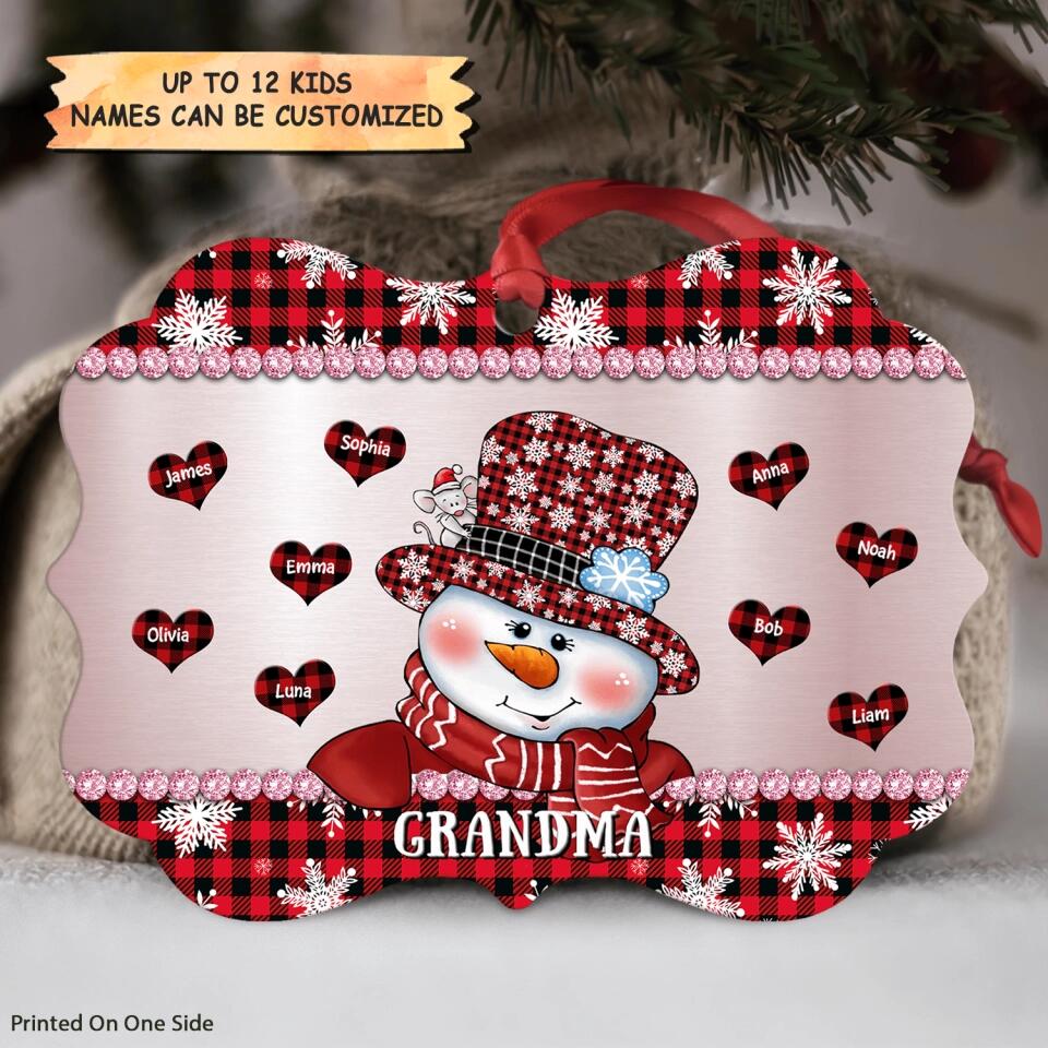 Grandma Snowman Christmas - Personalized Aluminium Ornament - Christmas Gift For Grandma