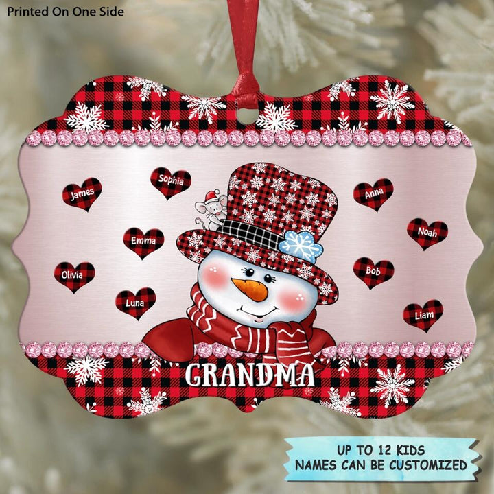Grandma Snowman Christmas - Personalized Aluminium Ornament - Christmas Gift For Grandma