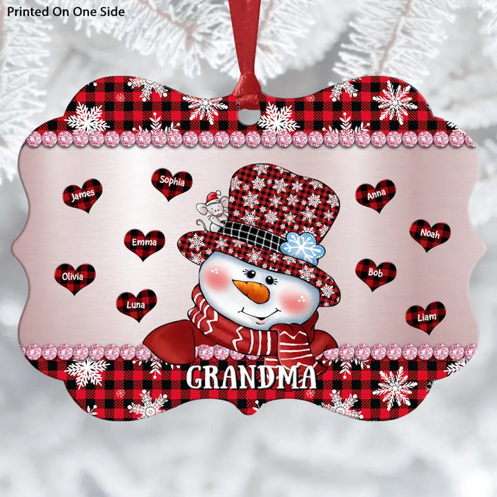 Grandma Snowman Christmas - Personalized Aluminium Ornament - Christmas Gift For Grandma