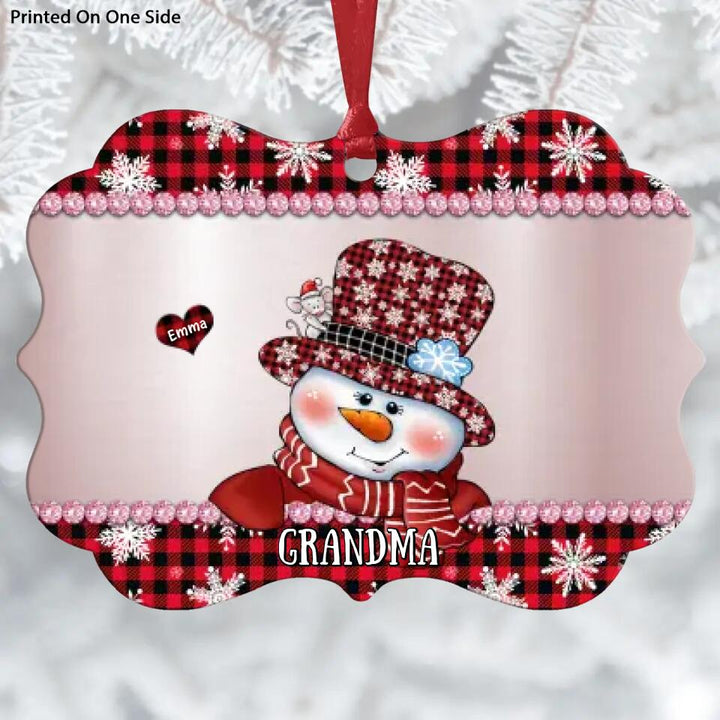 Grandma Snowman Christmas - Personalized Aluminium Ornament - Christmas Gift For Grandma