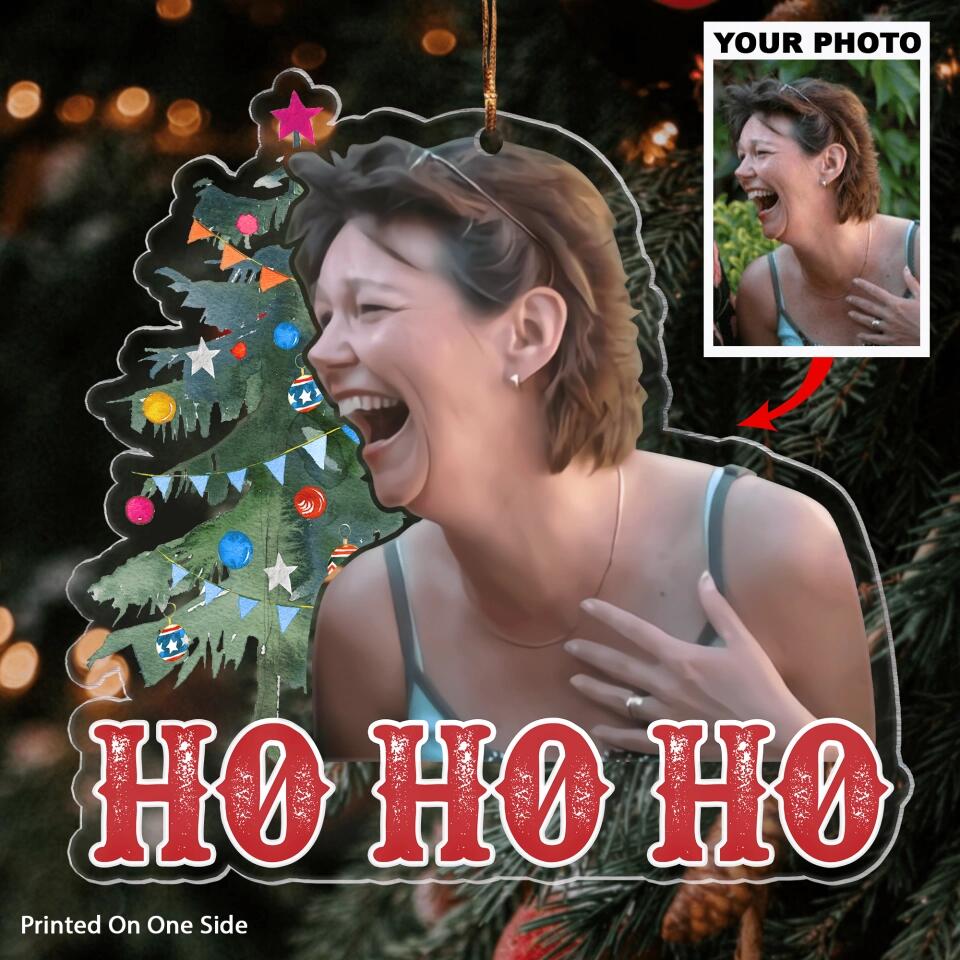 Personalized Photo Mica Ornament - Gift For Family Member - Ho Ho Ho