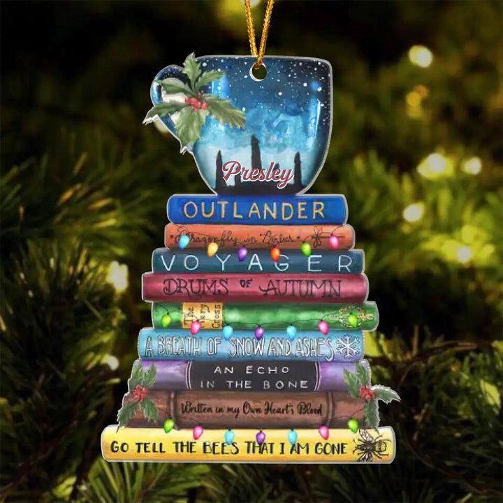 Personalized Mica Ornament - Gift For Reading Lover - Book And Coffee