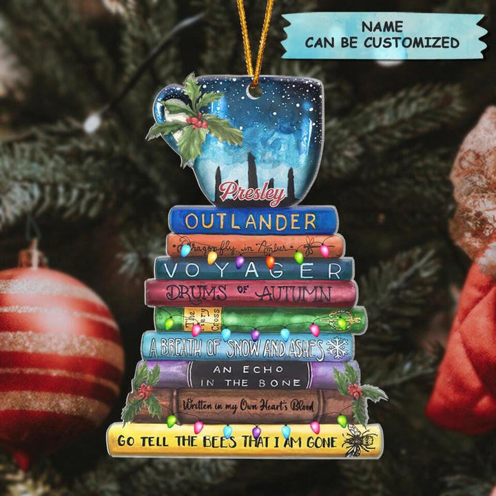 Personalized Mica Ornament - Gift For Reading Lover - Book And Coffee