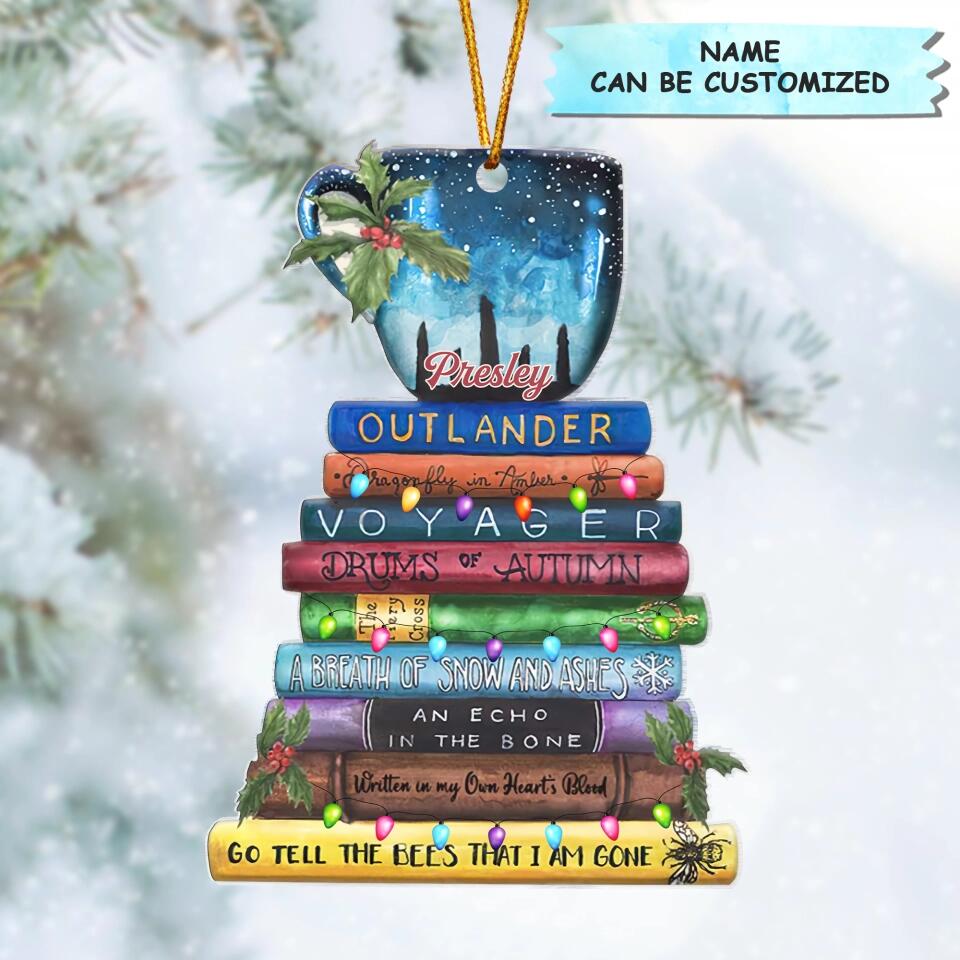 Personalized Mica Ornament - Gift For Reading Lover - Book And Coffee