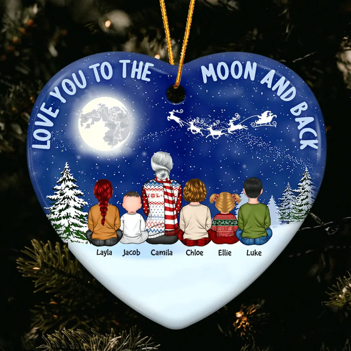 Personalized Ceramic Ornament - Gift For Grandma - Love You To The Moon And Back