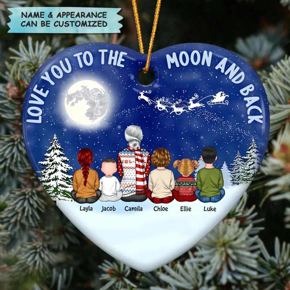 Personalized Ceramic Ornament - Gift For Grandma - Love You To The Moon And Back