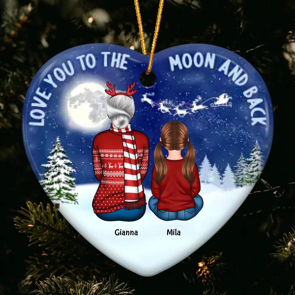 Personalized Ceramic Ornament - Gift For Grandma - Love You To The Moon And Back