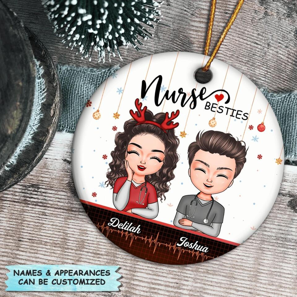 Personalized Ceramic Ornament - Gift For Nurse - Nurse Besties Christmas