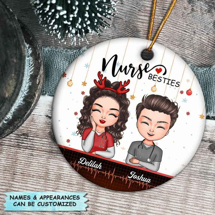 Personalized Ceramic Ornament - Gift For Nurse - Nurse Besties Christmas