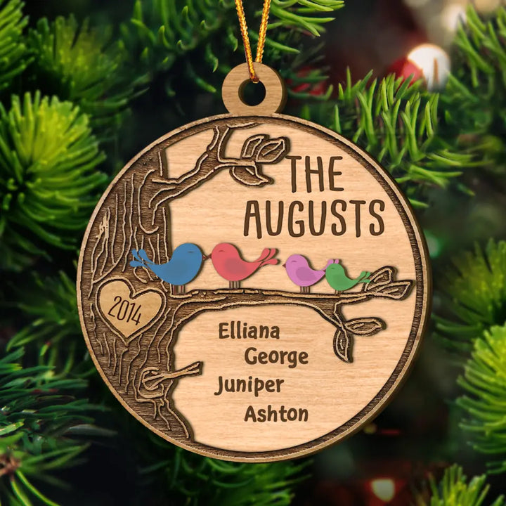 Personalized Layer Wood Ornament - Gift For Family - Family Bird