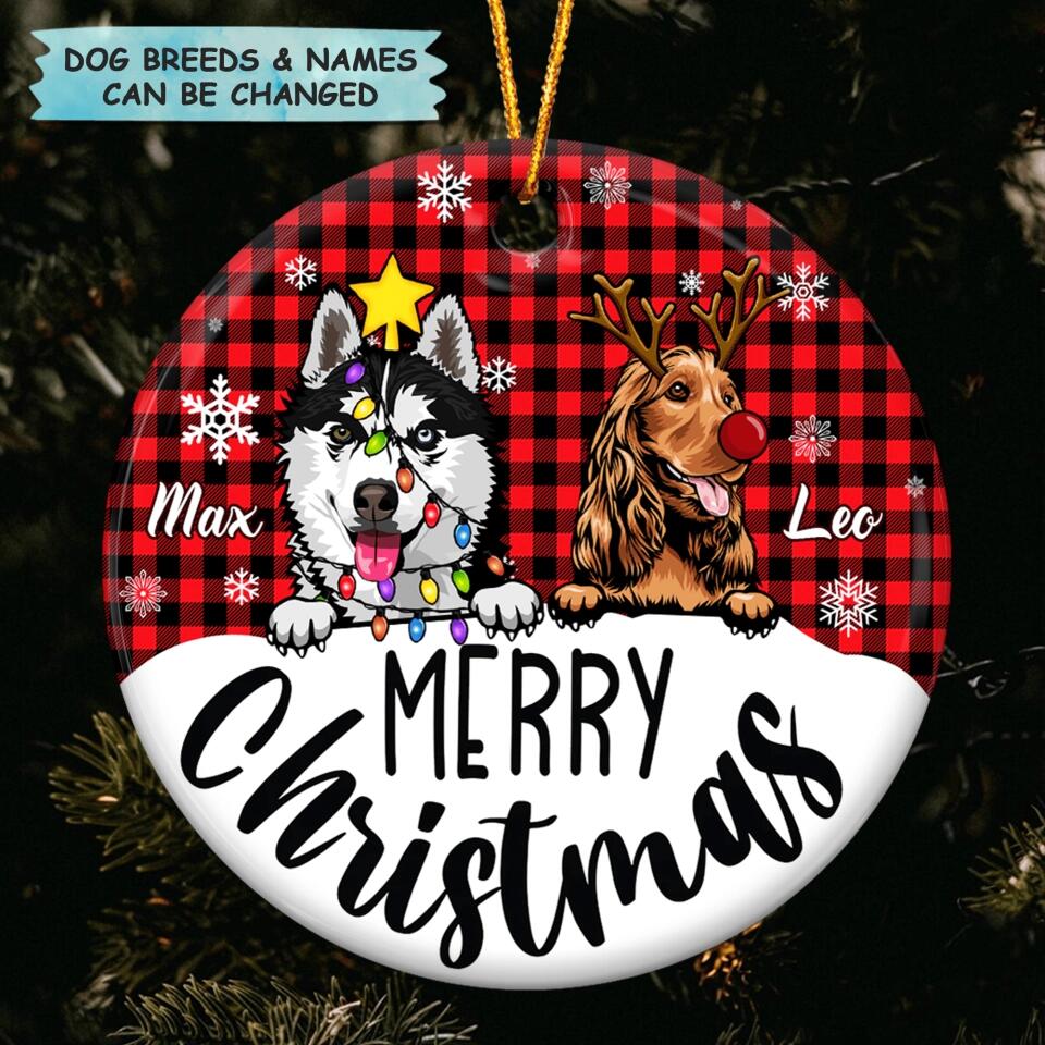 Personalized Ceramic Ornament - Gift For Dog Lover - Merry Christmas