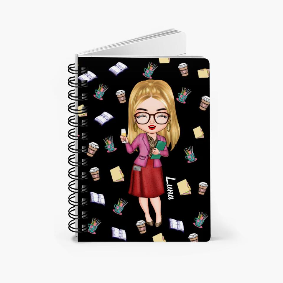 Personalized Spiral Journal - Gift For Probation Officer - First I Drink Coffee Then I Do The Things