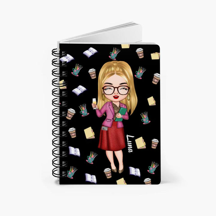 Personalized Spiral Journal - Gift For Probation Officer - First I Drink Coffee Then I Do The Things