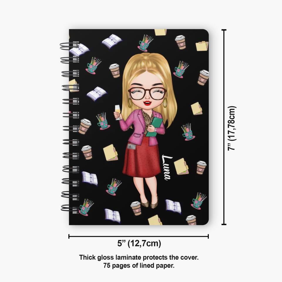 Personalized Spiral Journal - Gift For Probation Officer - First I Drink Coffee Then I Do The Things