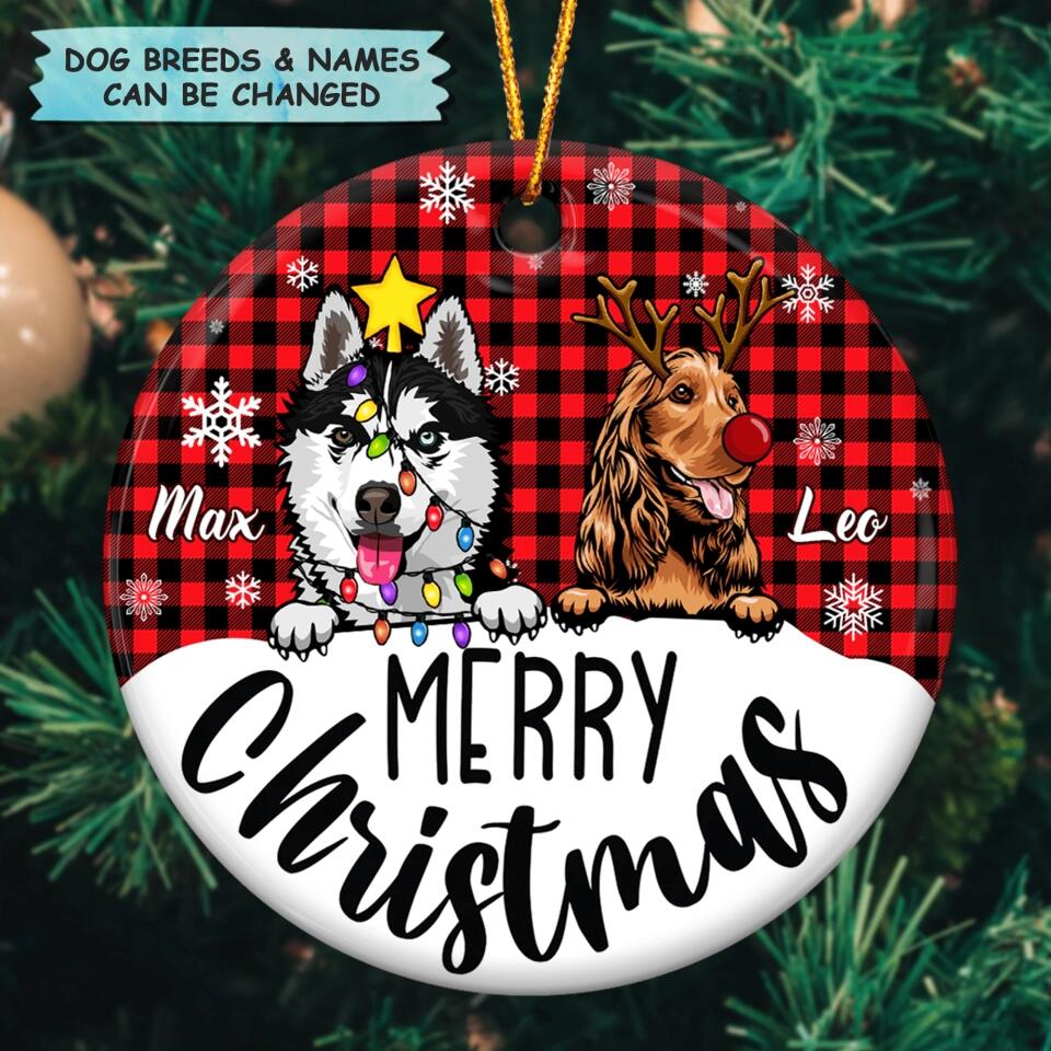 Personalized Ceramic Ornament - Gift For Dog Lover - Merry Christmas