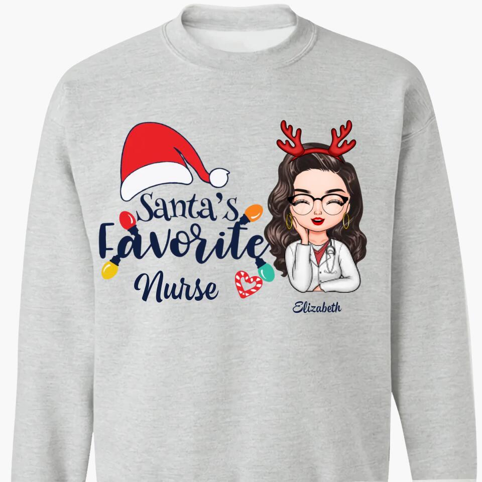 Personalized T-shirt - Gift For Nurse - Santa's Favorite Nurse