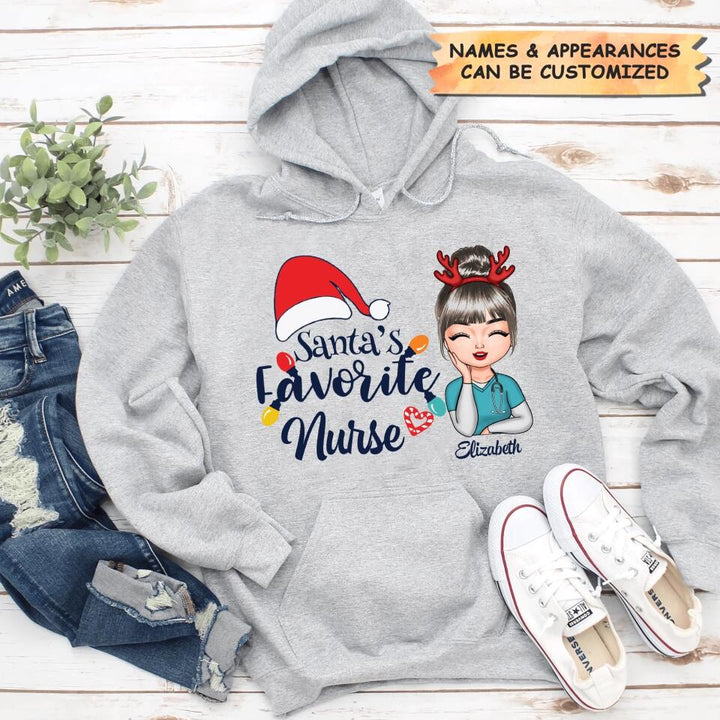 Personalized T-shirt - Gift For Nurse - Santa's Favorite Nurse