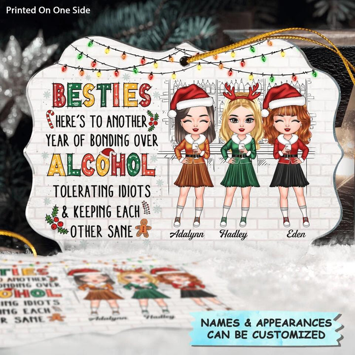 Personalized Mica Ornament - Gift For Friend - Here's To Another Year Of Bonding Over Alcohol