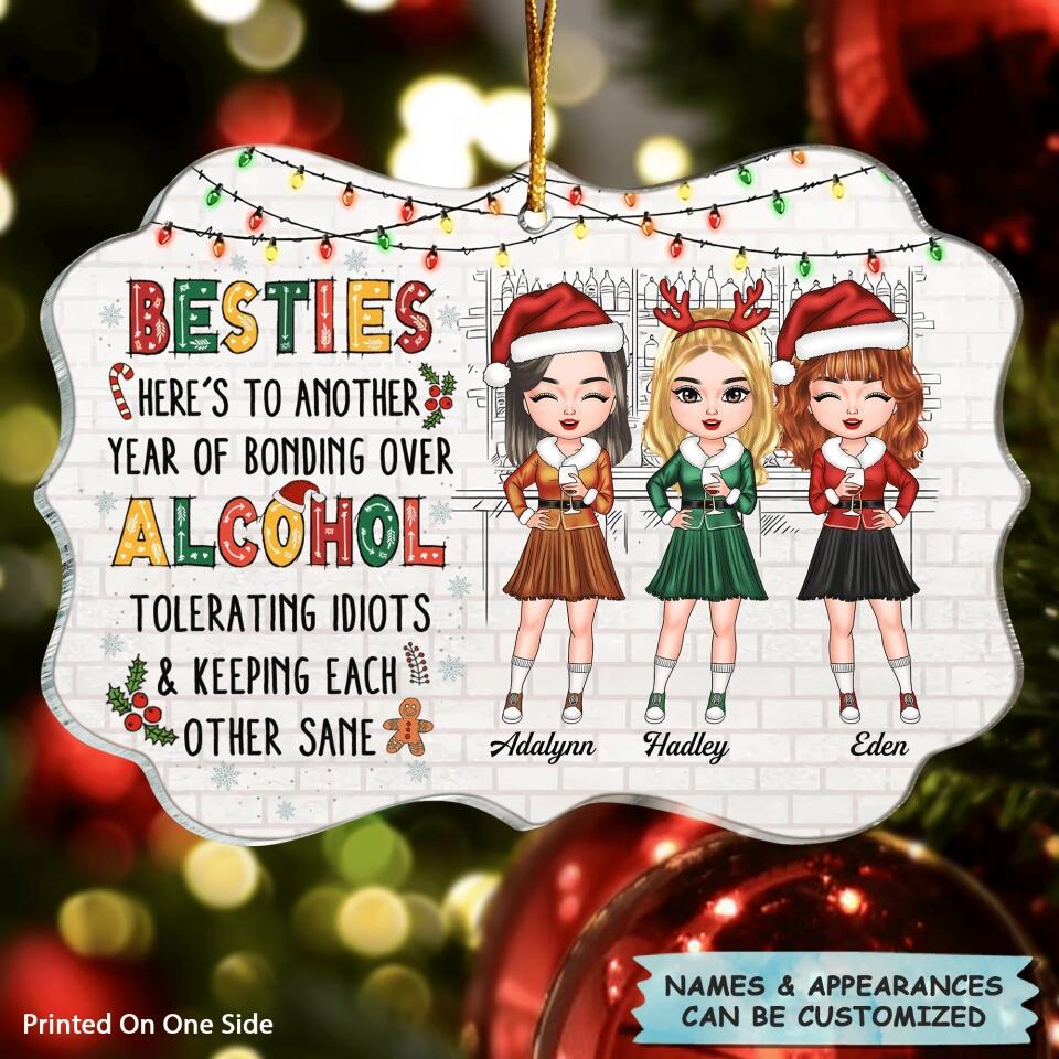 Personalized Mica Ornament - Gift For Friend - Here's To Another Year Of Bonding Over Alcohol