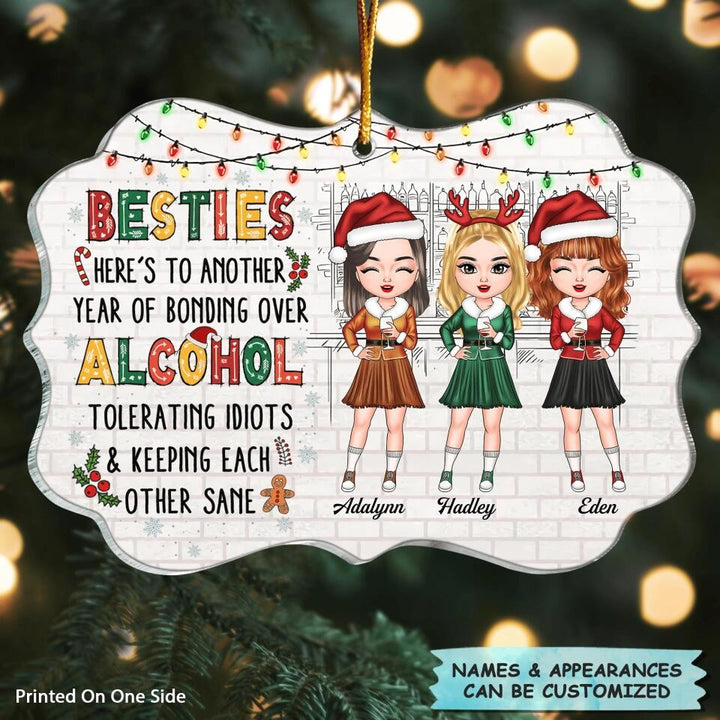 Personalized Mica Ornament - Gift For Friend - Here's To Another Year Of Bonding Over Alcohol