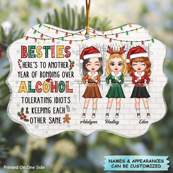 Personalized Mica Ornament - Gift For Friend - Here's To Another Year Of Bonding Over Alcohol