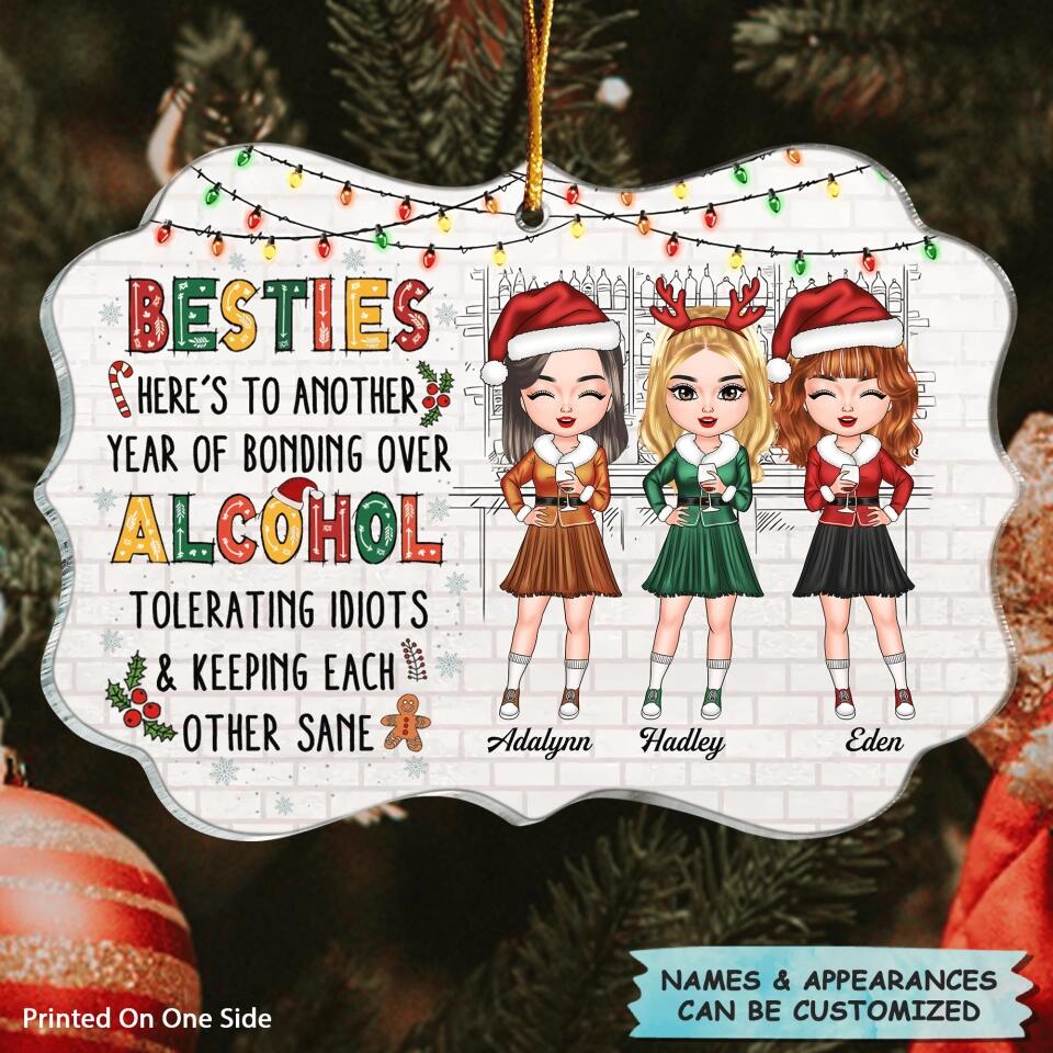 Personalized Mica Ornament - Gift For Friend - Here's To Another Year Of Bonding Over Alcohol