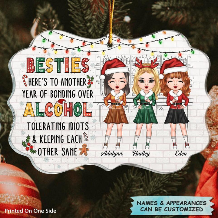 Personalized Mica Ornament - Gift For Friend - Here's To Another Year Of Bonding Over Alcohol