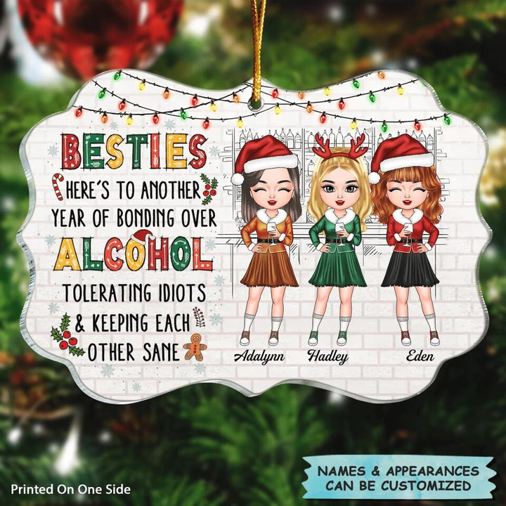 Personalized Mica Ornament - Gift For Friend - Here's To Another Year Of Bonding Over Alcohol