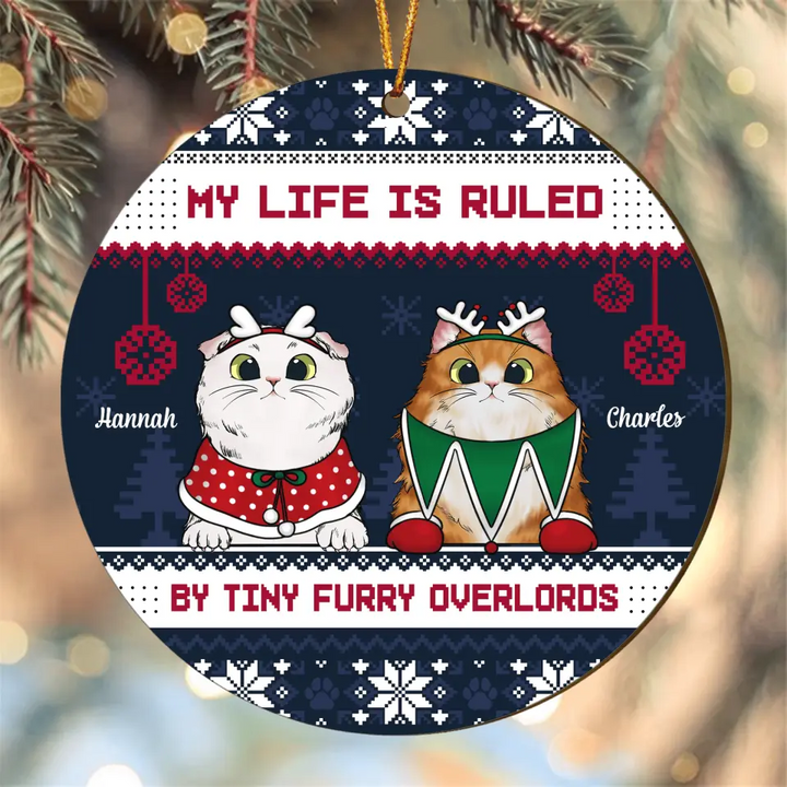 Personalized Wood Ornament - Gift For Cat Lover - My Life Is Ruled