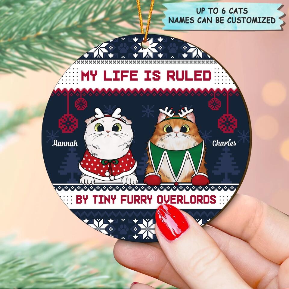 Personalized Wood Ornament - Gift For Cat Lover - My Life Is Ruled